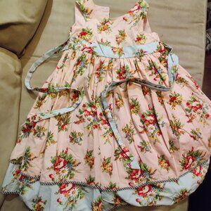 Laura Ashley London Dress Size 4 Girls - Pink and Lt Blue w Roses